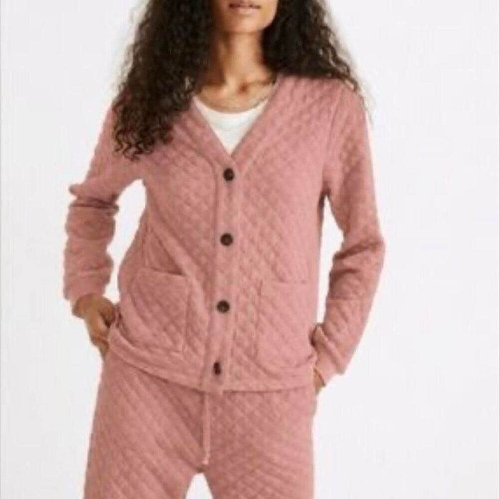 Madewell Mauve Quilted Cardigan and Pants Set S/M